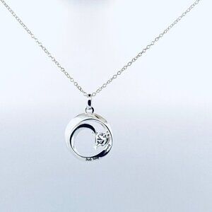 Estate Disney Pixar 925 Silver “Just Keep Swimming” Dory Pendant Necklace 18”